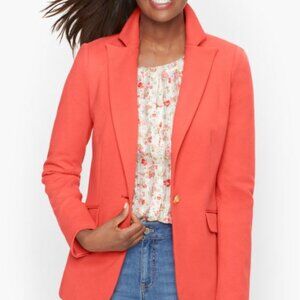 EUC Talbots Classic Long Blazer size 16 color coral/pink/orange